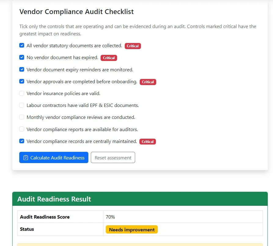 Audit Readiness Checker: Free Tool to Check Vendor Compliance and Audit Preparation