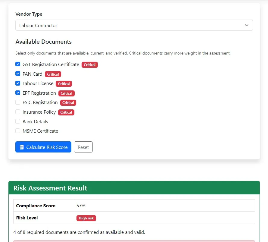 Vendor Risk Score Calculator: Free Tool to Assess Supplier and Contractor Risk
